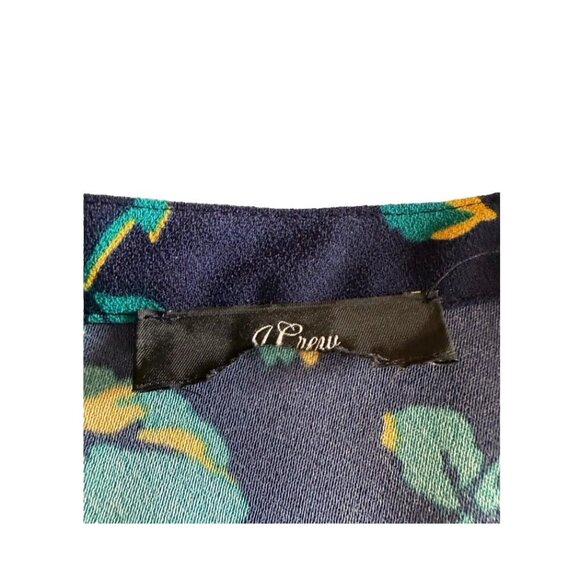 J Crew Turn Wrap Blouse~Size Tag Missing~Dark Blue Gold & Floral Drape Top L1524 - Picture 8 of 10
